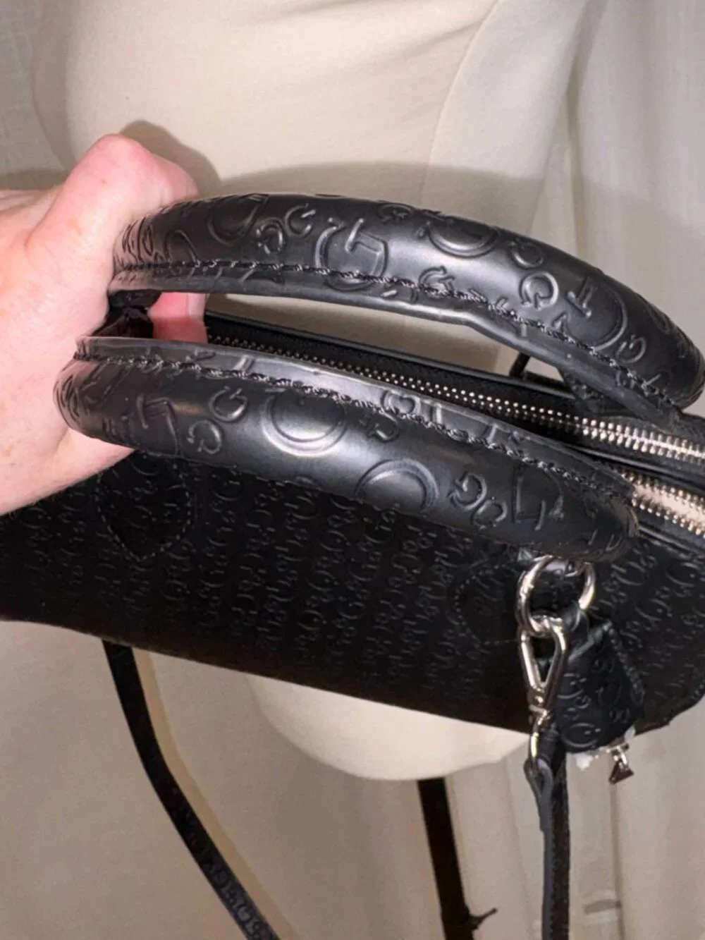 Guess Los Angeles Black Logo-Embossed Satchel